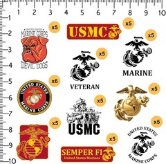 US MARINES CORPS VARIETY DIE CUT VINYL 50 CT STICKER PACK
