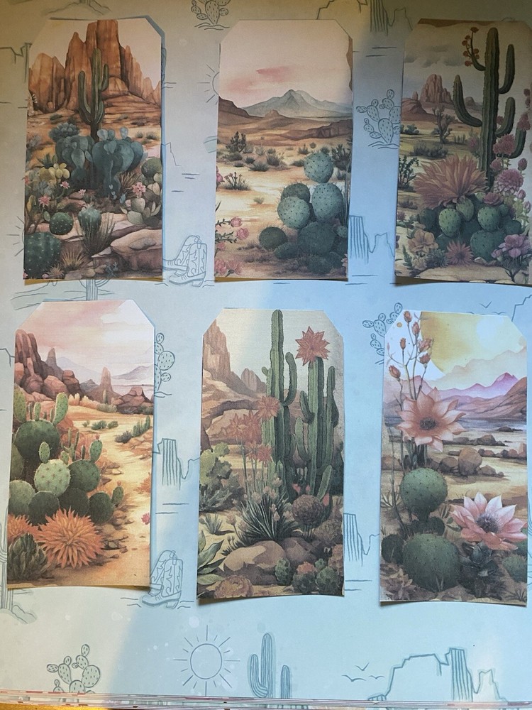 6JunkJournal Tags, Junk Journal Supplies, Scrapbooking, cactus tags ￼