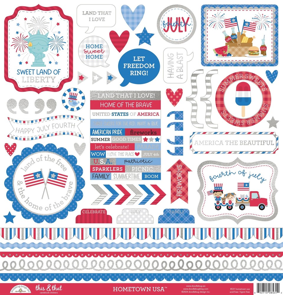 Hometown USA Patriotic This and That 12×12 Stickers