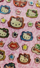 Vtg Sanrio Stickers Hello Kitty 2001 Union Jack apples 86 stars lips epoxy