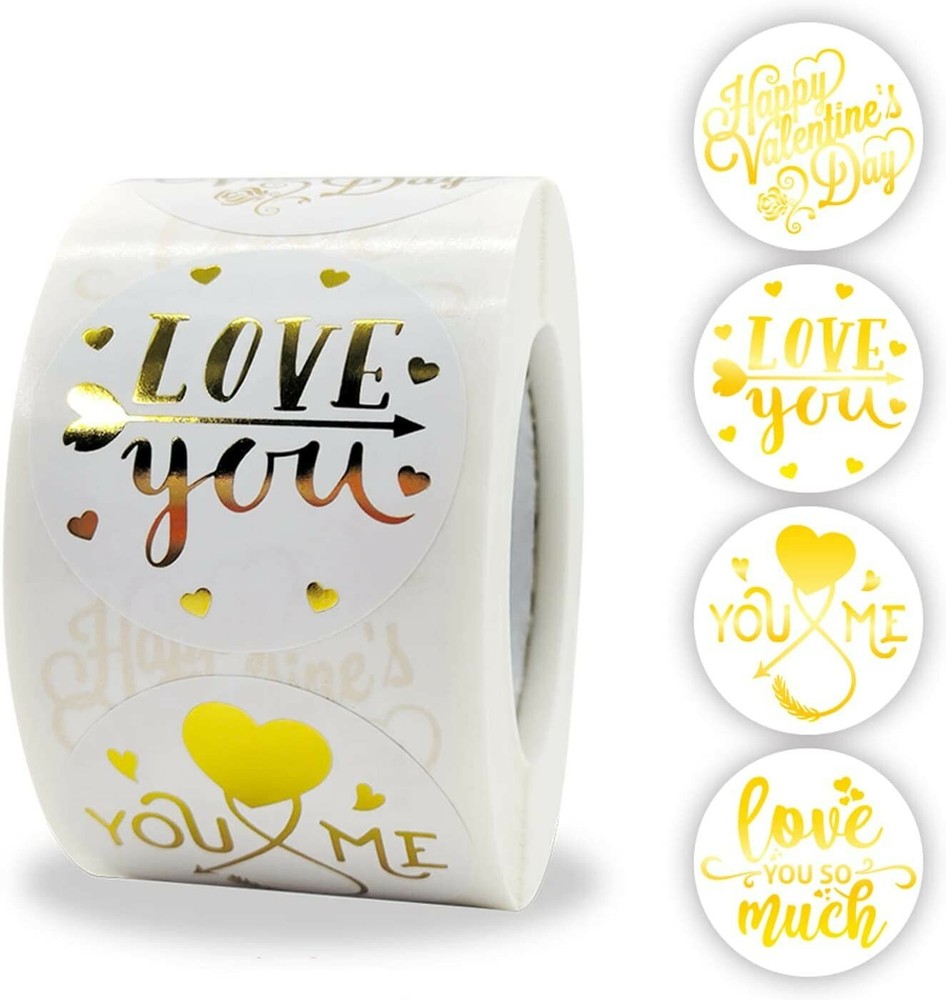 Valentine Stickers Seals 1.5“ 500pcs in One Roll for Gift Box Décor Valentine