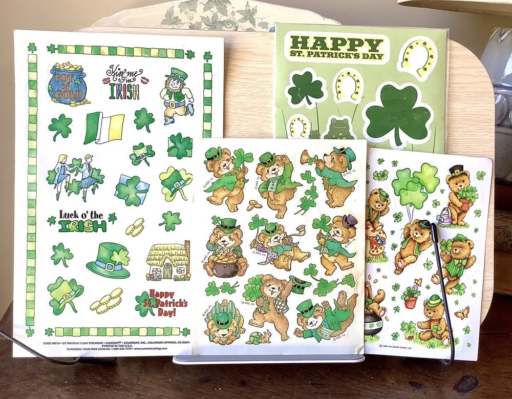 Lot of 4 Vintage St. Patrick’s Day Sticker Sheets Current AGC 1995 Hallmark