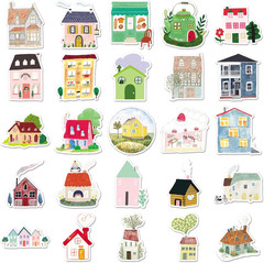 50 Hand-Drawn House Stickers – Waterproof Vinyl for Journal, Notebook, Scrapbook