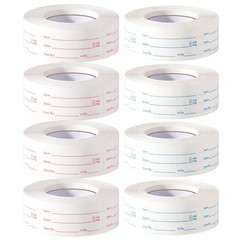 8 Rolls 4000 Pieces Removable Food Labels, 1 x 2 Inch Date Stickers Blue+red