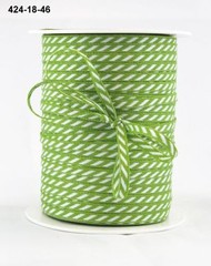 MAY ARTS RIBBONS~SOLID DIAGONAL STRIPE~GREEN & WHITE~1/8TH INCH WIDE X 3 YARDS!