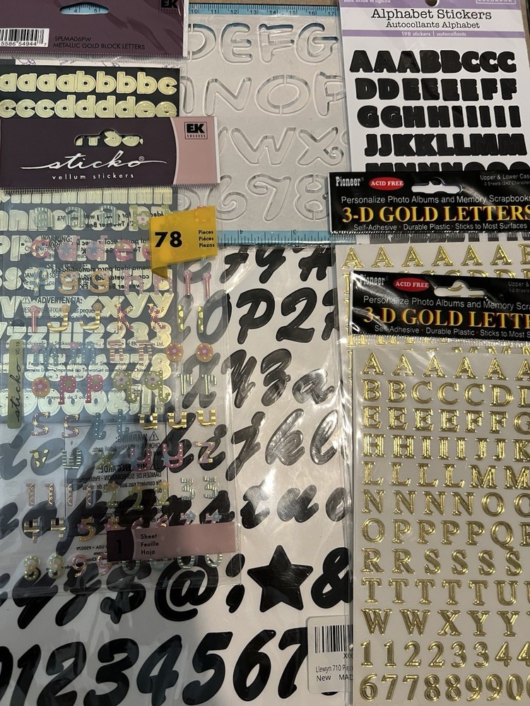 Alphabet Letter Stickers Lot of 21 Pieces New Scrapbooking Letters