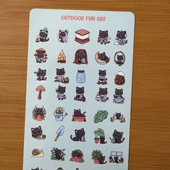 Small Kawaii Black Cat Sticker Sheets Planner, Scrapbooking, Sticker Charts