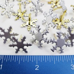 20 Pearl Shimmer Snowflake Brads 2 Shapes Winter Cardmaking Embellishment Crafts