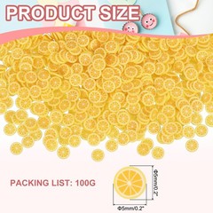 Polymer Clay Slices, 100g Lemon Slice Fruit Art Slices, Yellow