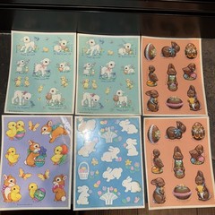 Lot of 6 – Rare VINTAGE Hallmark Cards Easter Sticker Sheets 1983 and 1984