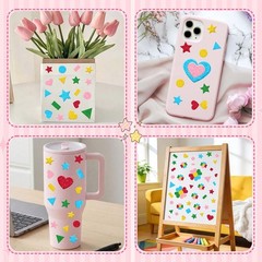 625Pcs Glitter Foam Stickers Foam Heart Star Circles Shape Sticker Self Adhesive
