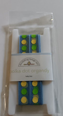 Doodlebug Ribbon Spool Polka Dot Organdy Blue Yellow Green