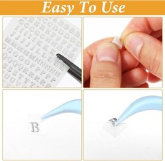 12 Sheets Small Letter Stickers, 3 Sizes Mini Alphabet Number Stickers 3D Self-A