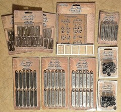 Tim Holtz idea-ology LETTERS, NUMBERS, WORDS, blocks, stencils, brads, bands +++