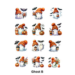Kawaii Ghost Stickers: Waterproof Vinyl Halloween Decals ( 36 PCS)
