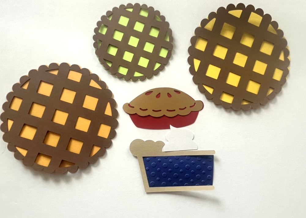 #P2 – 5X PIES SCRAPBOOKING DIE CUTS WHIP CREAM GREETING CARD TOPPER