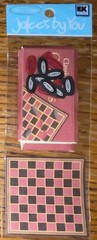 RARE Jolees Mini Checkers Family Pieces Board Game 3D Scrapbook Stickers 4”x2”