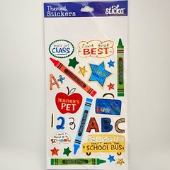 ~NEW~»BACK TO SCHOOL» Bus+Crayons+Stars+Teacher’s Pet+Lunch Scrapbook Stickers