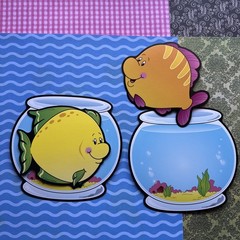 Vintage Carson Dellosa Fish Fishbowl Bulletin Board Name Tags Plates Cutout Lot