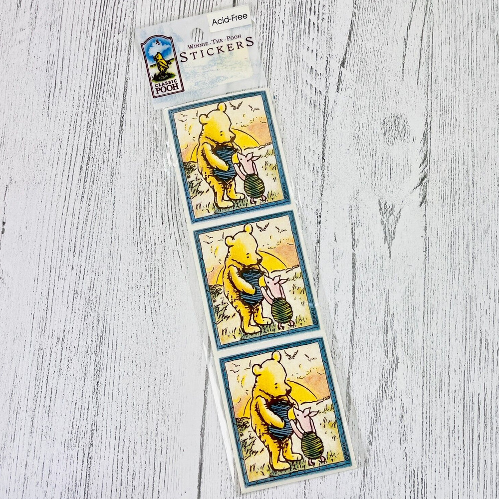 NEW Vintage Classic Winnie the Pooh & Piglet Honey Pot Sticker Sheet 6 Stickers