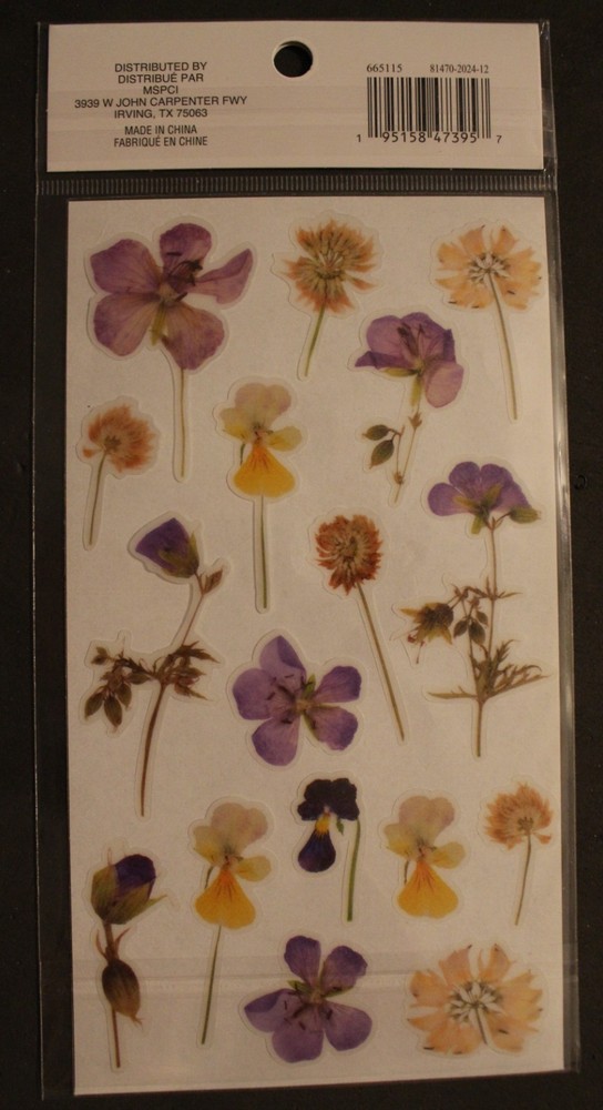 New Recollections scrapbook stickers Colorful Flowers wildflowers stems 2 sheets