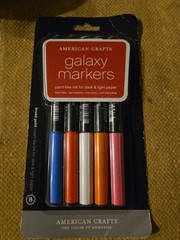 American Crafts Galaxy Markers Broad Point 5/Pkg-Blue,Red,White,Orange&Pink-new
