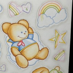 Vintage Hallmark Stickers Bunnies Bear Heart Star Rainbow Cloud Baby 1984
