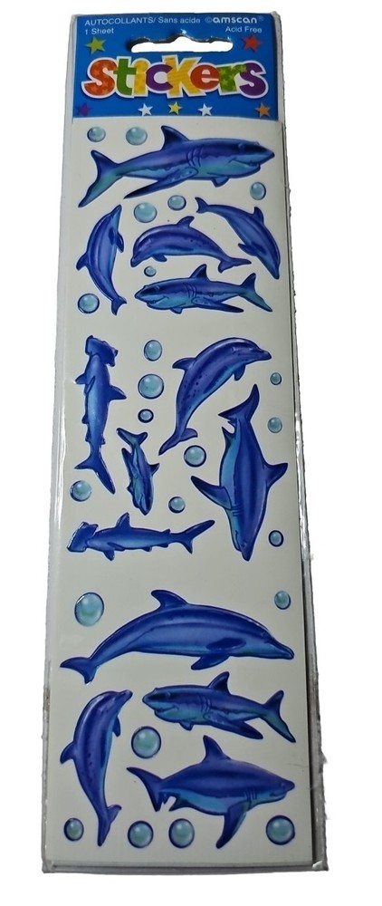 New Amscan Sticker Dolphin Shark Bubbles 15230 505 Autocollants Sea Life Ocean