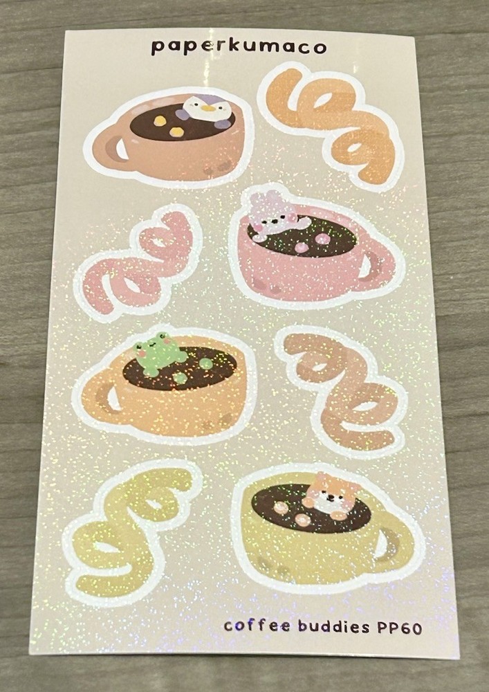 NEW PaperKumaCo “Coffee Buddies” Sticker Sheet Paper Kuma Co Stickers