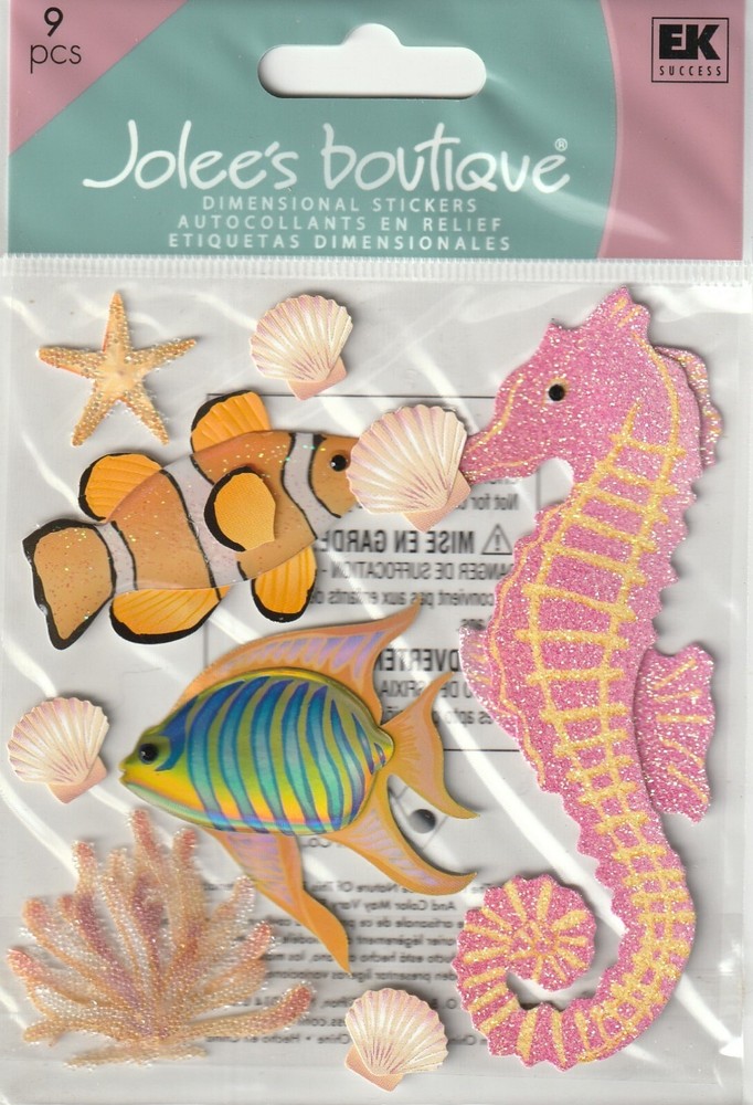 Jolee’s Boutique 3D Stickers SEA CREATURES AQUARIUM Theme 79053 FAST FREE SHIP!