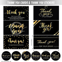 1120 Pcs Thank You Cards and Stickers Set, Include 120 Business Card 1000 Roll L