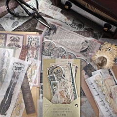 DIY Vintage Washi Stickers – 120 Antique Floral & Book Decals for Paper Crafts
