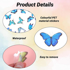 240 Pcs Butterfly Stickers Floral Transparent Self-Adhesive PVC for Crafts
