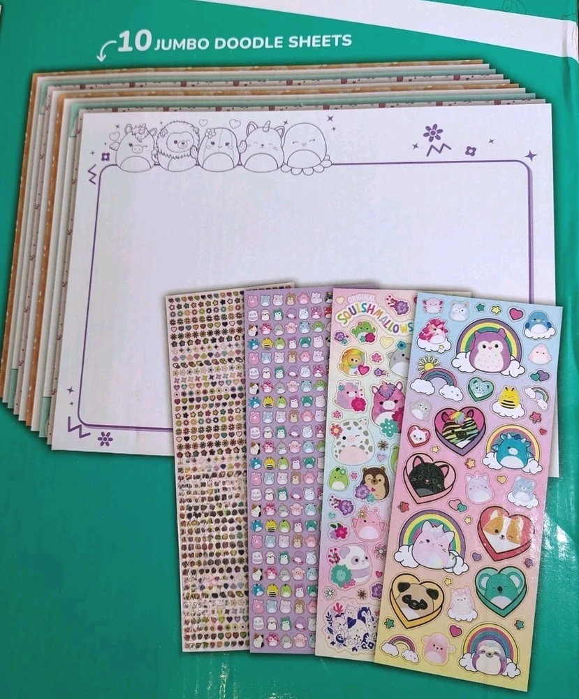 Squishmallows 1000+ Sticker Sheet (23″ x 15″) AND 10 Jumbo Doodle Sheets 20×15″
