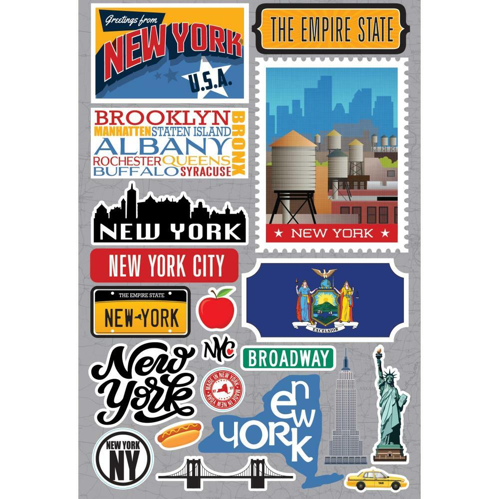 Crafts Stickers 3D New York Empire State Shape License Plate Flower NY City Cab