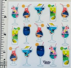 Violette Stickers Sunset Cocktail Drink Crafts Planner Supply Scrapbook Flowers