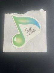 Vintage 80’s Music Note Sticker Just A Note Original Backing Unused Decal