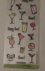 Cocktails~Happy Hour~Cheers~Stickeroni~36 Stickers~2 Sheets~NIP
