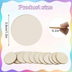 100 Pieces Unfinished Wood Circle – 1.5 inch Round Disc Blank Natural Wooden …