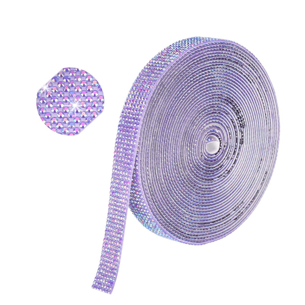Self Adhesive Rhinestone Strips 6 Yards 0.55 Inch for Craft,Dark Purple AB
