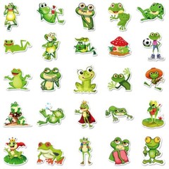 FUN FROGS STICKERS 50pcs, Waterproof-Laptop Car Phone Fridge