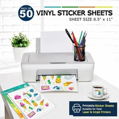 Customizable Waterproof Sticker Paper – 50 Matte Sheets for DIY Crafts 8.5×11