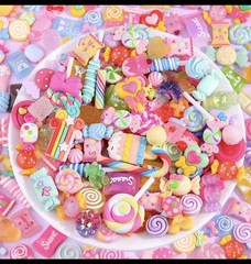 120Pcs Candy Slime Charms Assorted Cute Decoden Embellishments, Small,