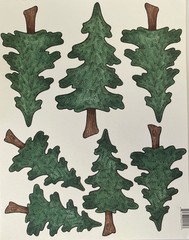 WATERCOLOR PINE TREE Cut-Outs(8.5”x 11”)Beary Patch •Mountain•Outdoor•Forest•