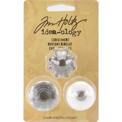 Tim Holtz Idea-ology Curio Knobs Door Cabinet 3 Different Designs White Glass