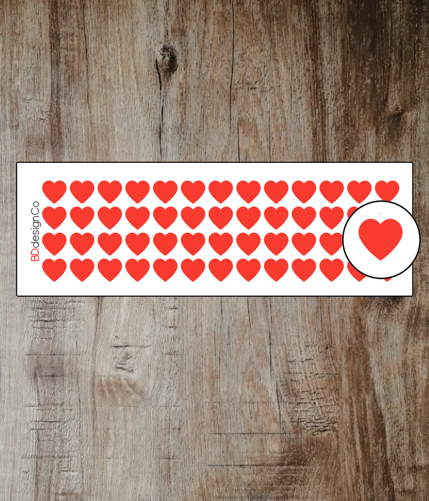 Heart Planner Reminder Stickers 52 Matte or Glossy Paper Kiss Cut (#144)