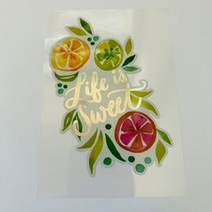 Vintage Y2K Retro Die Cut Prism Glitter Foil Decal LIFE IS SWEET Fruit theme 5pk