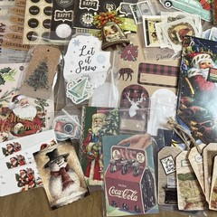 Huge Scrapbooking Lot Mostly Christmas Paper Stickers Transfers Borders Tags +++