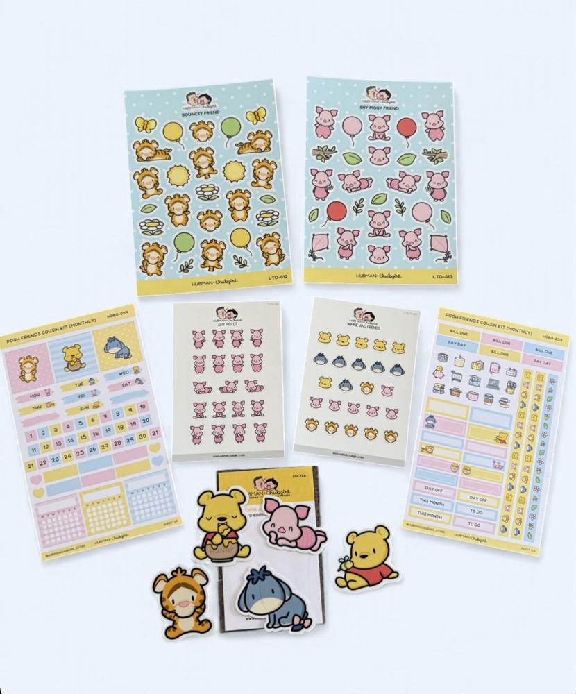 Hubman & Chubgirl Limited Edition Winnie The Pooh Stickers W Hobonichi Months