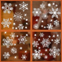 Glitter Snowflake Window Clings, 147PCS Silver Sparkling Christmas Window Cli…